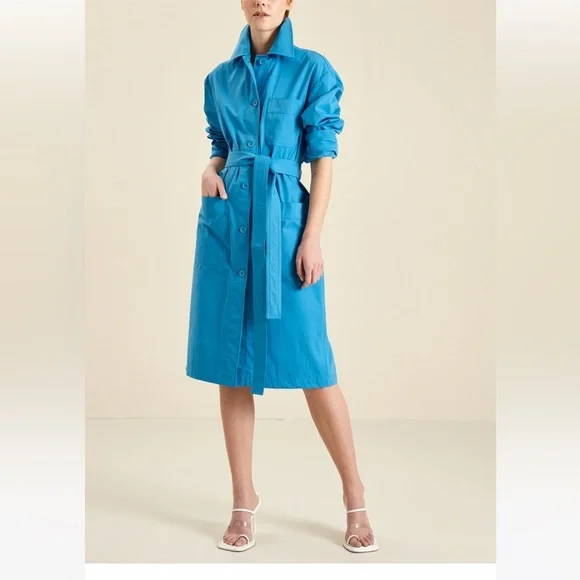 MaxMara SportMax Label-cut Poplin Shirt Trench Dress US4/6 165/88ANew Never Wore - Picture 1 of 16